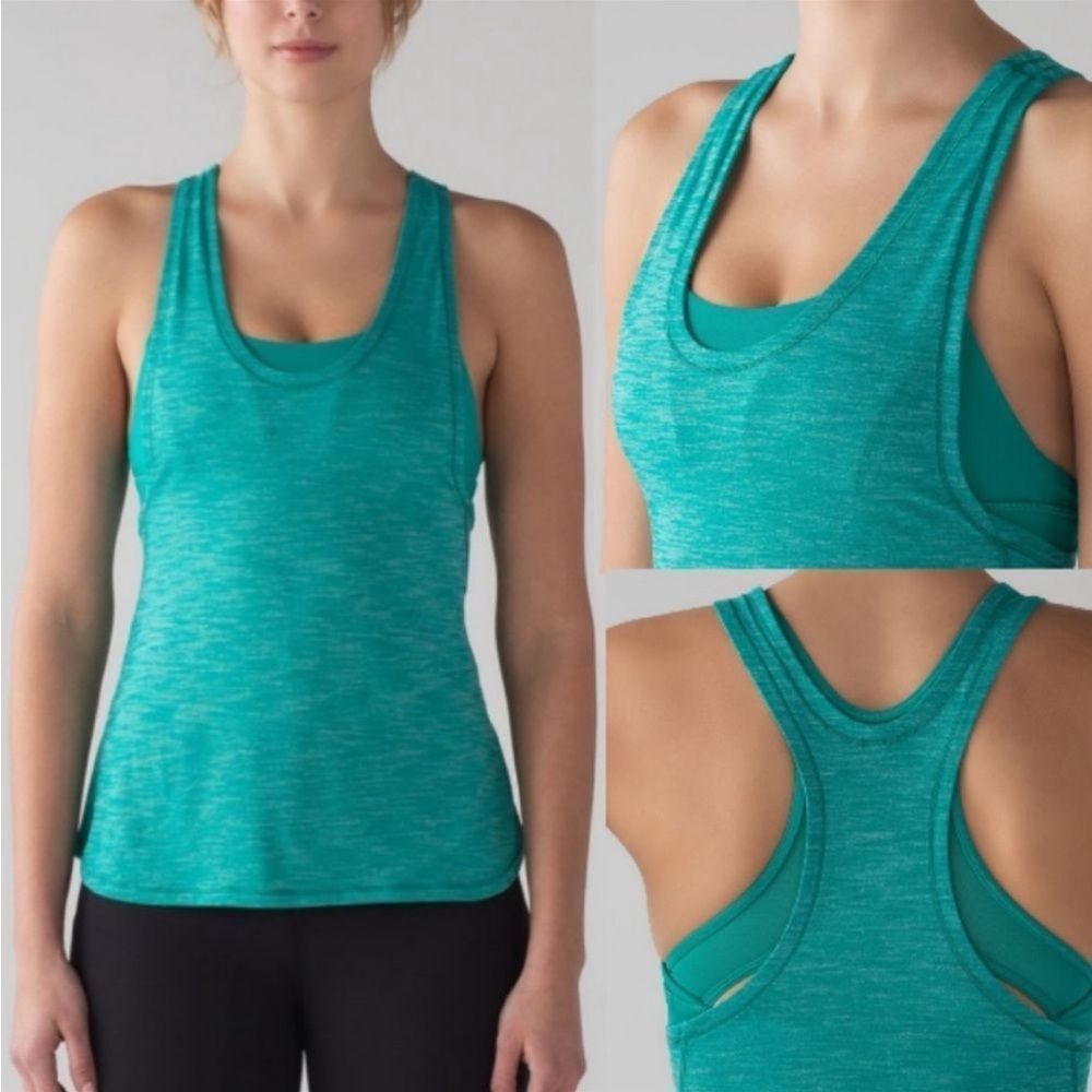 Lululemon Glide and Stride Tank in Heathered Viridian Green Sz 12